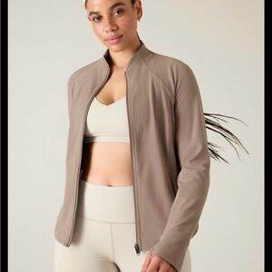 Athleta Taupe Lightweight Zip-Front salutation Jacket 1X VGUC taupe